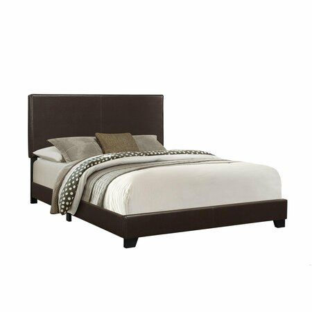 HOMEROOTS 45.75 in. Solid WoodMDF & Foam Queen Size Bed with Leather Look 333279